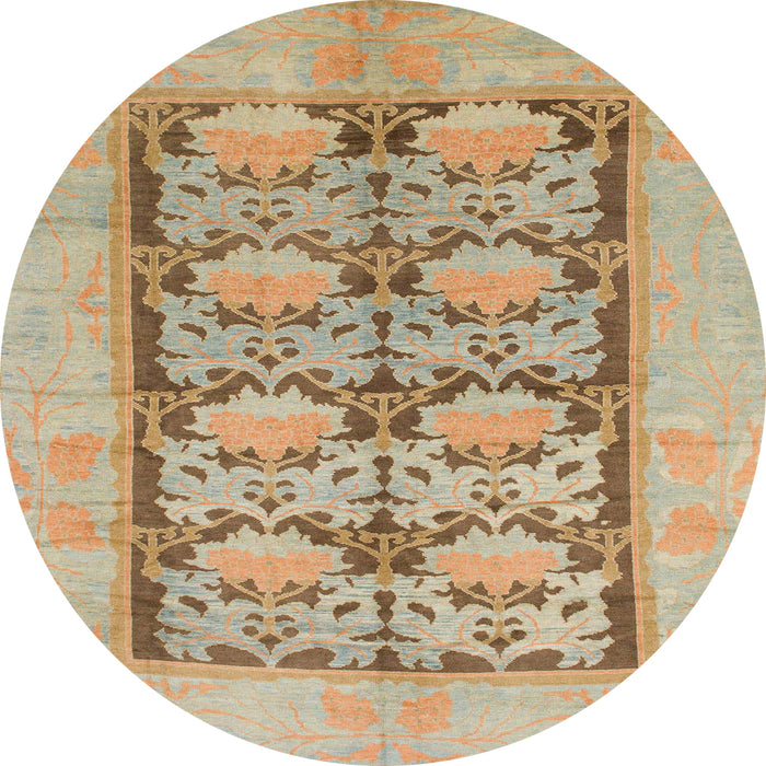 Round Machine Washable Abstract Sand Brown Rug, wshabs1200