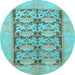 Round Abstract Light Blue Modern Rug, abs1200lblu