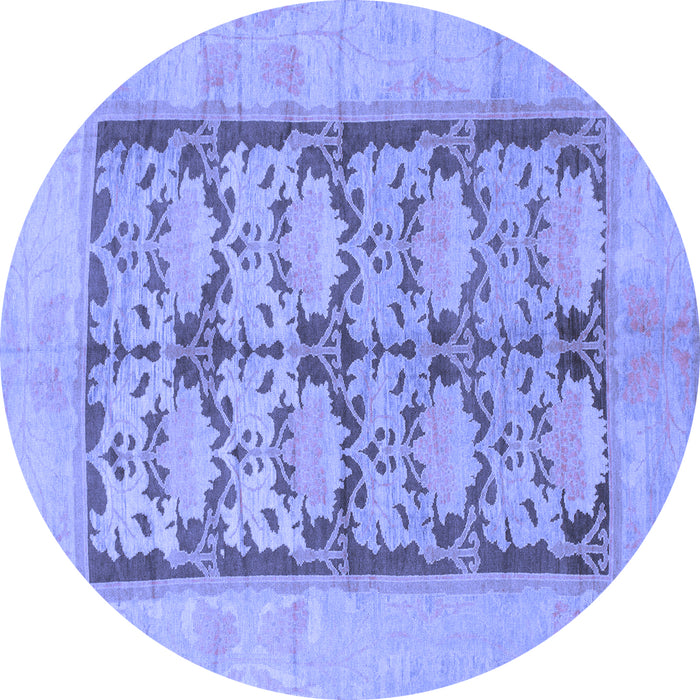 Round Machine Washable Abstract Blue Modern Rug, wshabs1200blu