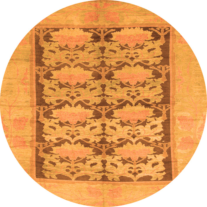 Round Abstract Orange Modern Rug, abs1200org