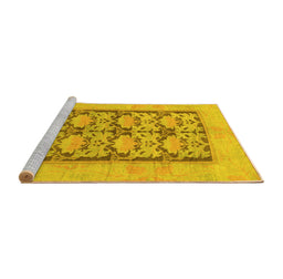 Sideview of Machine Washable Abstract Yellow Modern Rug, wshabs1200yw