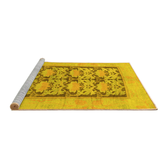 Sideview of Machine Washable Abstract Yellow Modern Rug, wshabs1200yw