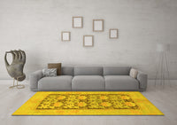 Machine Washable Abstract Yellow Modern Rug, wshabs1200yw