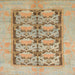 Square Machine Washable Abstract Sand Brown Rug, wshabs1200