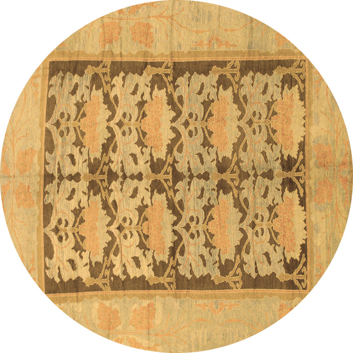 Round Abstract Brown Modern Rug, abs1200brn