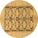 Round Abstract Brown Modern Rug, abs1200brn