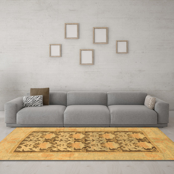 Machine Washable Abstract Brown Modern Rug in a Living Room,, wshabs1200brn