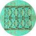 Round Abstract Turquoise Modern Rug, abs1200turq