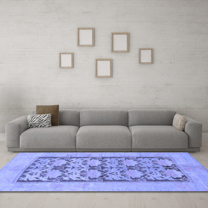 Machine Washable Abstract Blue Modern Rug in a Living Room, wshabs1200blu