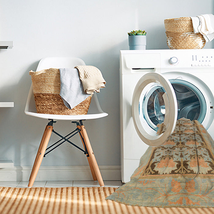 Machine Washable Abstract Sand Brown Rug in a Washing Machine, wshabs1200