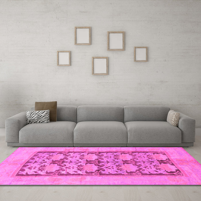 Machine Washable Abstract Pink Modern Rug in a Living Room, wshabs1200pnk