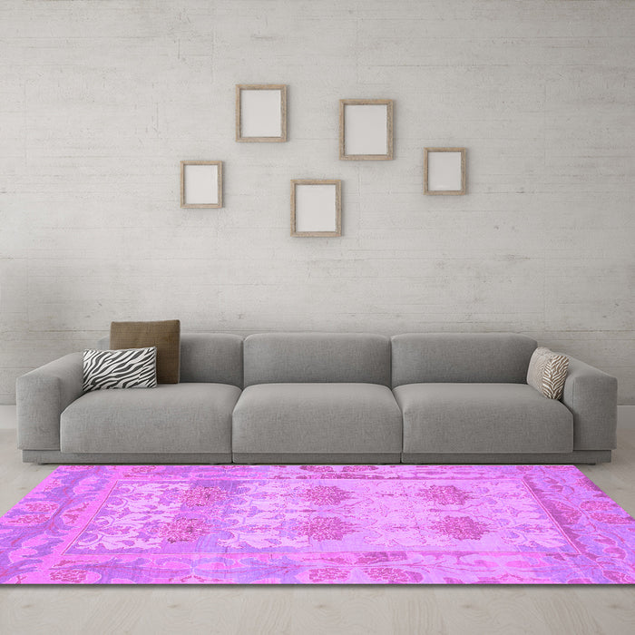 Machine Washable Oriental Purple Traditional Area Rugs in a Living Room, wshabs1201pur