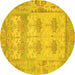 Round Oriental Yellow Traditional Rug, abs1201yw