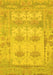 Machine Washable Oriental Yellow Traditional Rug, wshabs1201yw