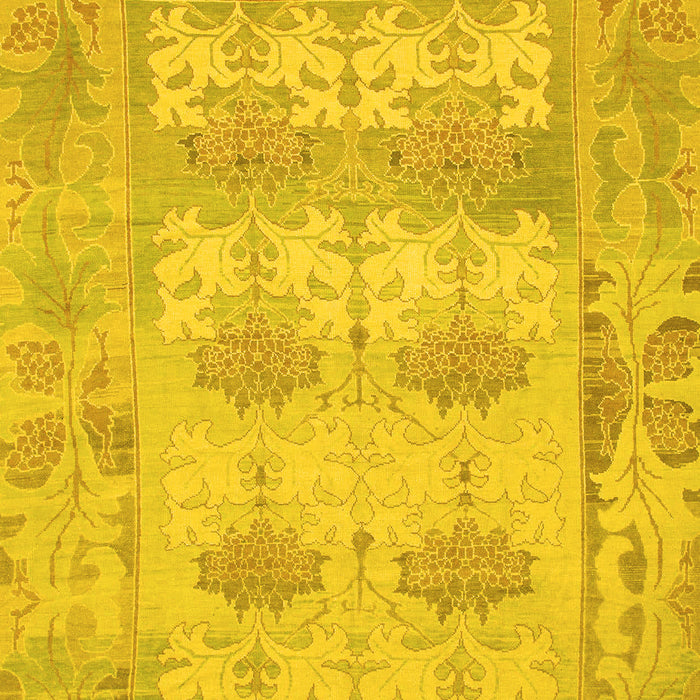 Machine Washable Oriental Yellow Traditional Rug, wshabs1201yw