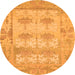 Round Oriental Orange Traditional Rug, abs1201org