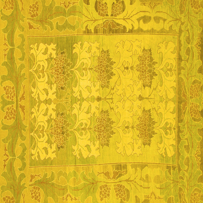 Square Machine Washable Oriental Yellow Traditional Rug, wshabs1201yw