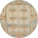 Round Machine Washable Abstract Brown Rug, wshabs1201