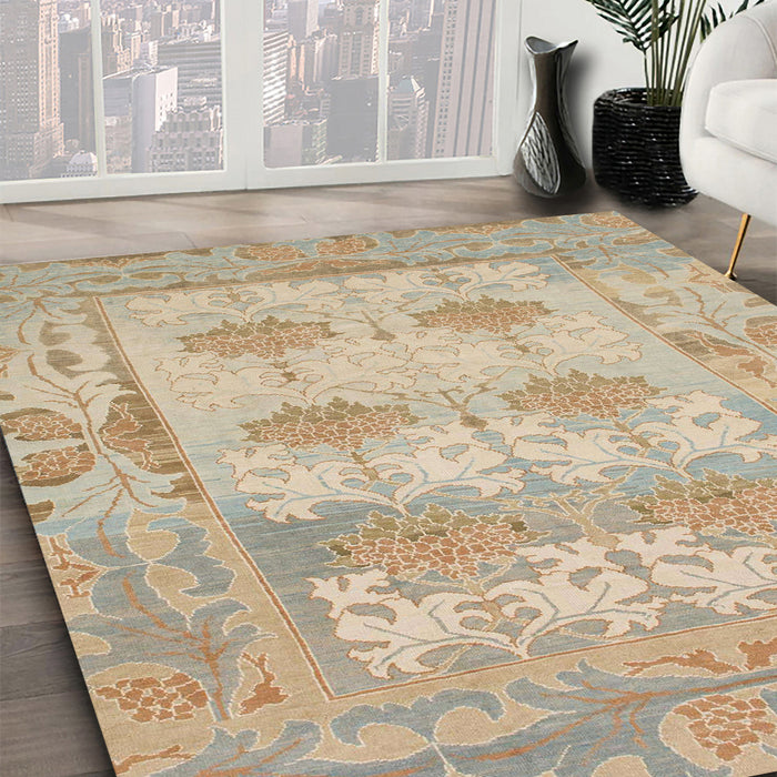 Abstract Brown Oriental Rug in Family Room, abs1201