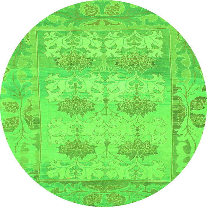 Round Oriental Green Traditional Rug, abs1201grn