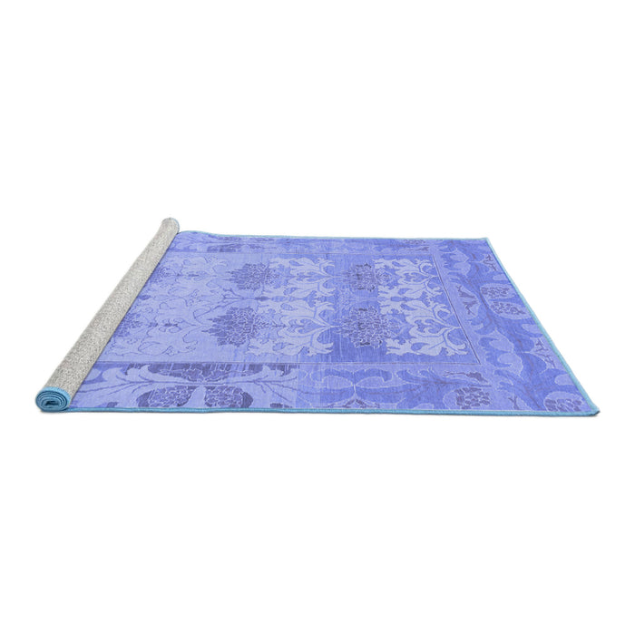 Sideview of Machine Washable Oriental Blue Traditional Rug, wshabs1201blu