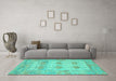 Machine Washable Oriental Turquoise Traditional Area Rugs in a Living Room,, wshabs1201turq