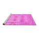 Sideview of Machine Washable Oriental Pink Traditional Rug, wshabs1201pnk