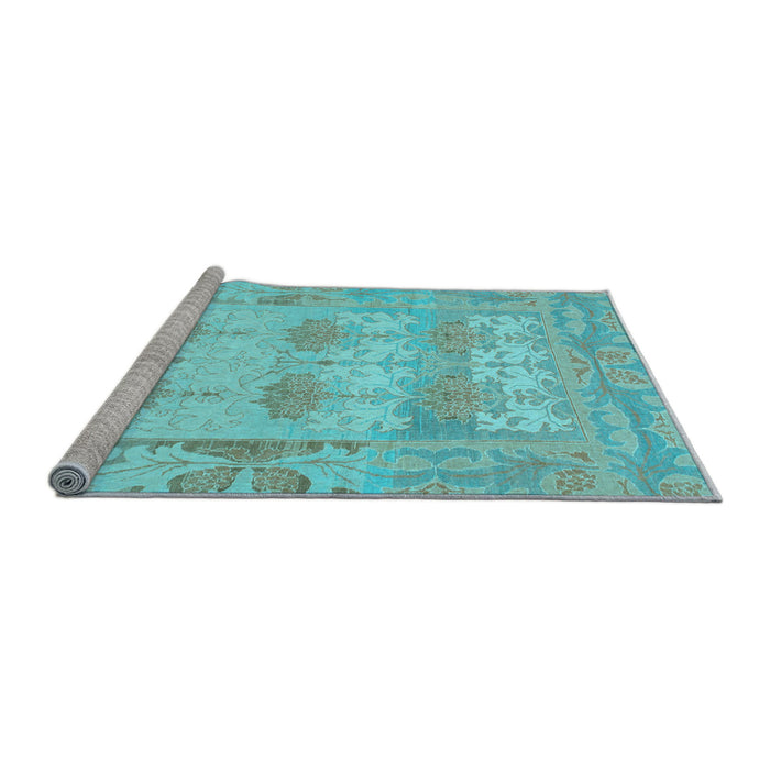 Sideview of Machine Washable Oriental Light Blue Traditional Rug, wshabs1201lblu