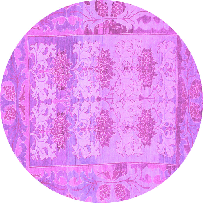 Round Machine Washable Oriental Purple Traditional Area Rugs, wshabs1201pur