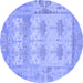 Round Oriental Blue Traditional Rug, abs1201blu