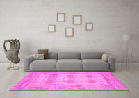 Machine Washable Oriental Pink Traditional Rug, wshabs1201pnk