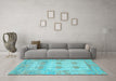 Machine Washable Oriental Light Blue Traditional Rug in a Living Room, wshabs1201lblu