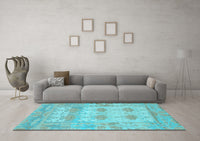 Machine Washable Oriental Light Blue Traditional Rug, wshabs1201lblu