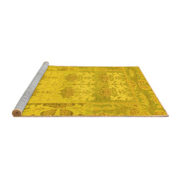 Sideview of Machine Washable Oriental Yellow Traditional Rug, wshabs1201yw