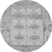 Round Machine Washable Oriental Gray Traditional Rug, wshabs1201gry