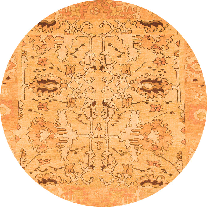 Round Oriental Orange Traditional Rug, abs1202org
