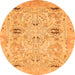 Round Oriental Orange Traditional Rug, abs1202org