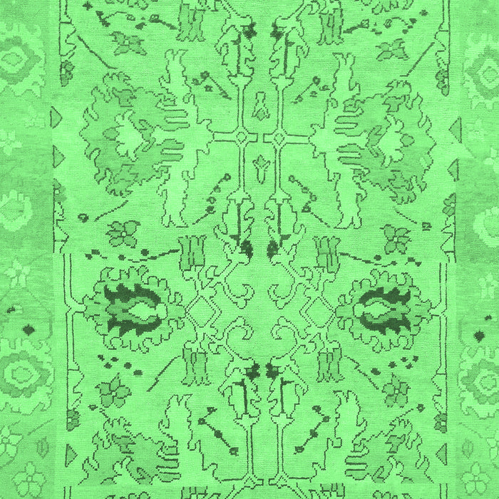 Machine Washable Oriental Emerald Green Traditional Area Rugs, wshabs1202emgrn