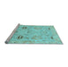 Sideview of Machine Washable Oriental Light Blue Traditional Rug, wshabs1202lblu