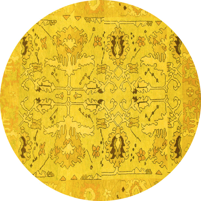 Round Oriental Yellow Traditional Rug, abs1202yw