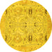 Round Oriental Yellow Traditional Rug, abs1202yw