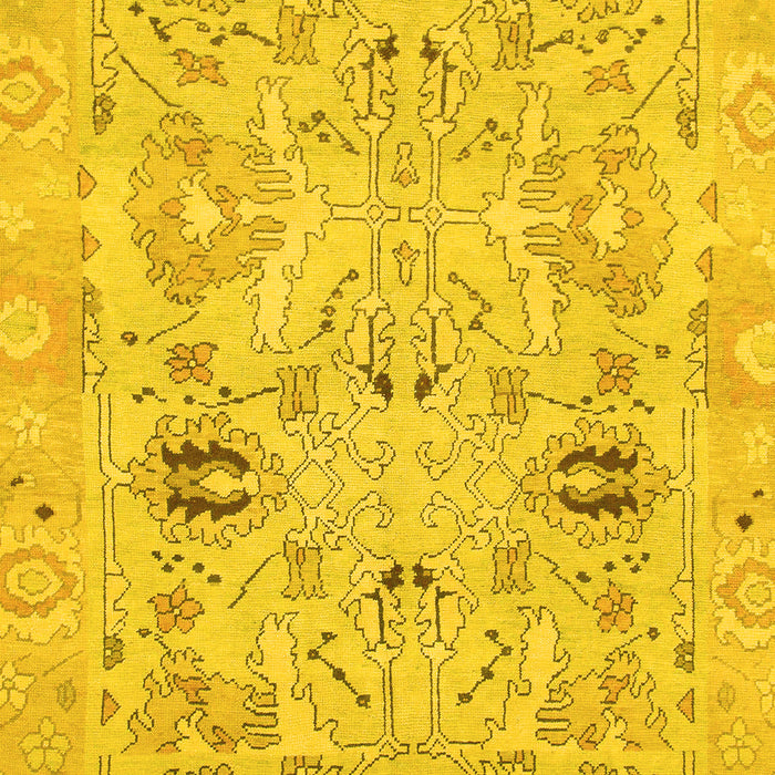Machine Washable Oriental Yellow Traditional Rug, wshabs1202yw