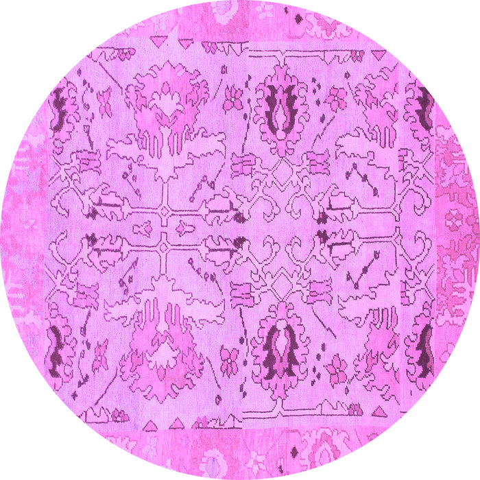 Round Oriental Purple Traditional Rug, abs1202pur