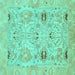 Square Machine Washable Oriental Turquoise Traditional Area Rugs, wshabs1202turq