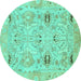 Round Oriental Turquoise Traditional Rug, abs1202turq