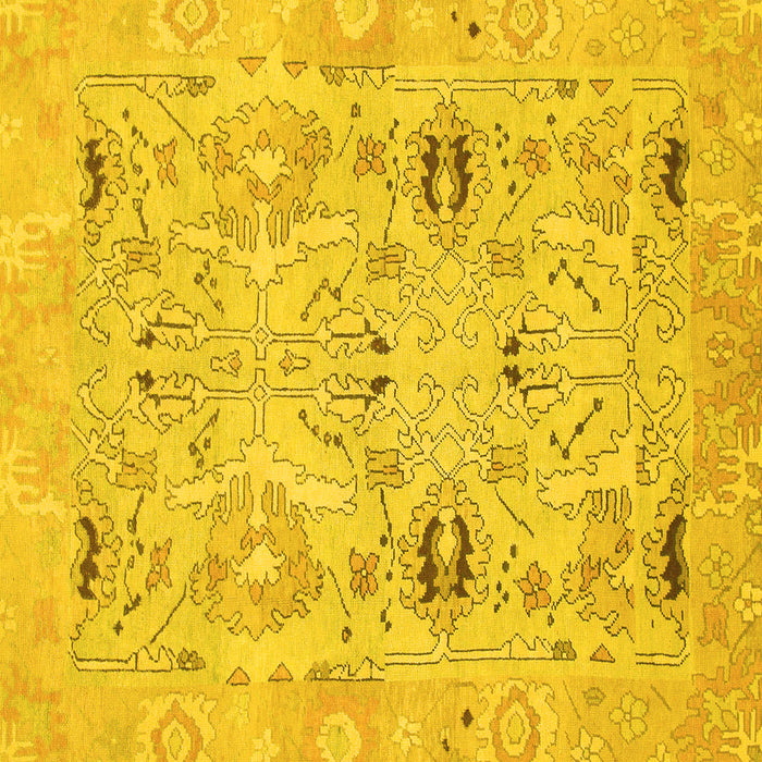 Square Machine Washable Oriental Yellow Traditional Rug, wshabs1202yw