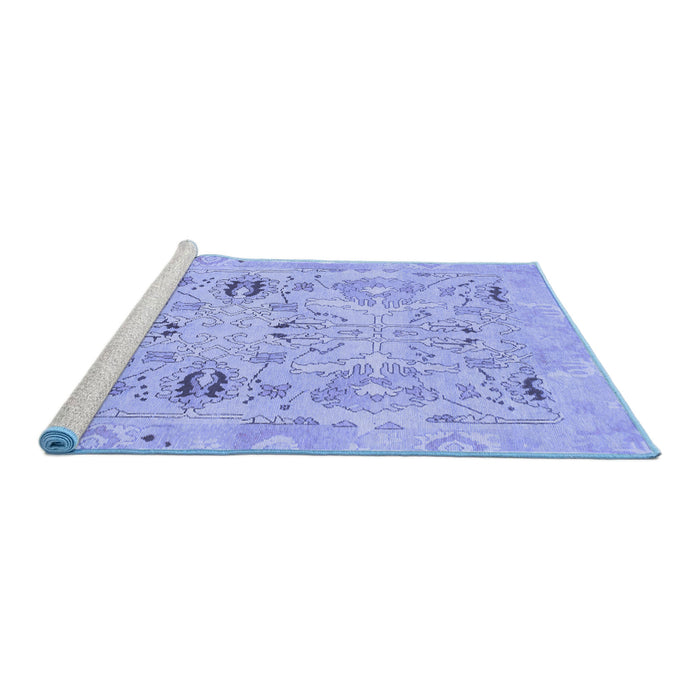 Sideview of Machine Washable Oriental Blue Traditional Rug, wshabs1202blu