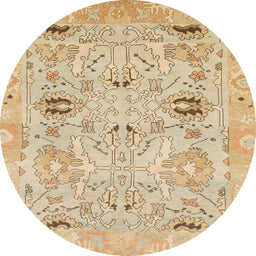 Round Abstract Gold Oriental Rug, abs1202