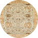 Round Abstract Gold Oriental Rug, abs1202