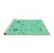 Sideview of Machine Washable Oriental Turquoise Traditional Area Rugs, wshabs1202turq